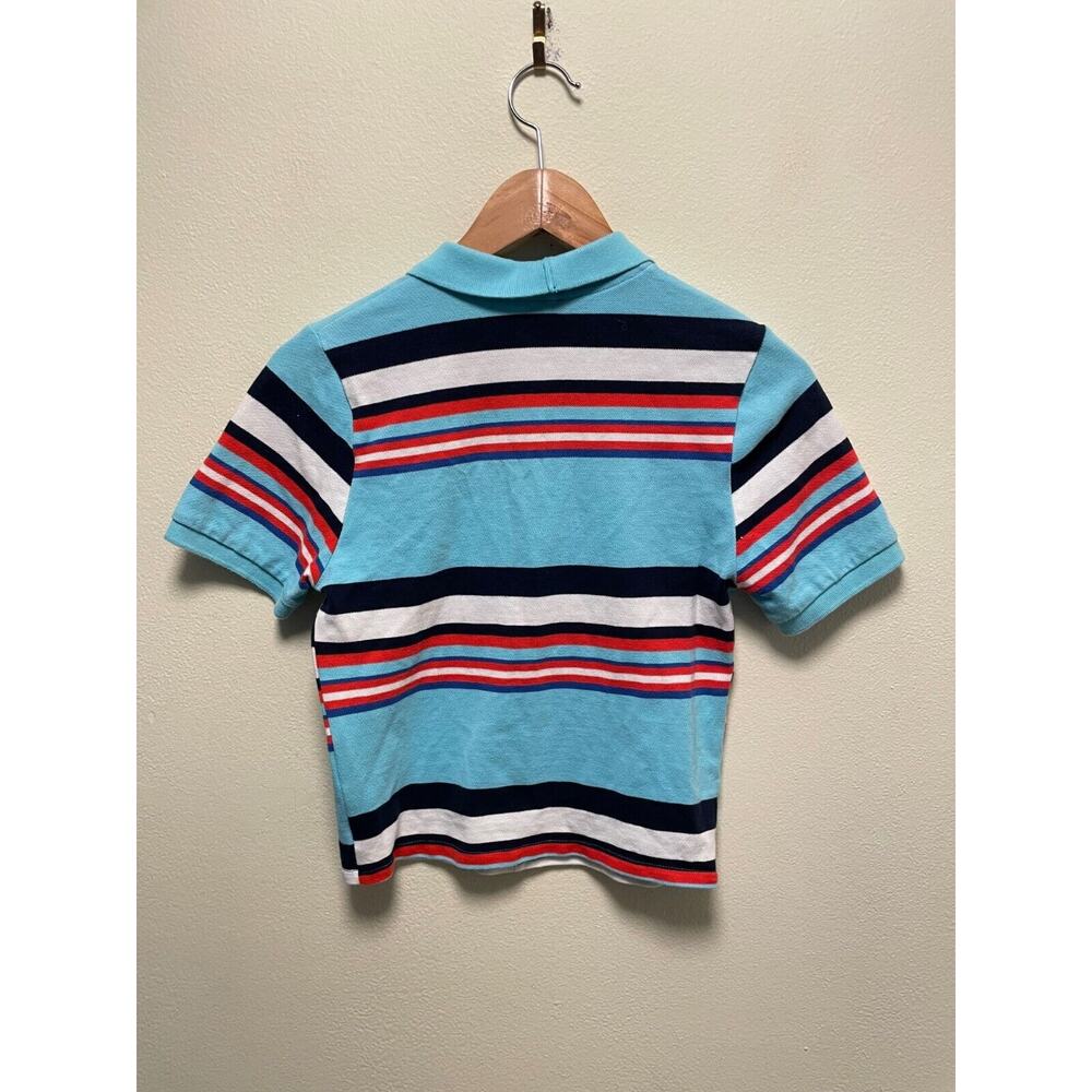 Vintage Juniors Polo Shirt Small Striped Cropped 1/2 Zip Sporty Grunge 90s Y2K - Picture 3 of 6